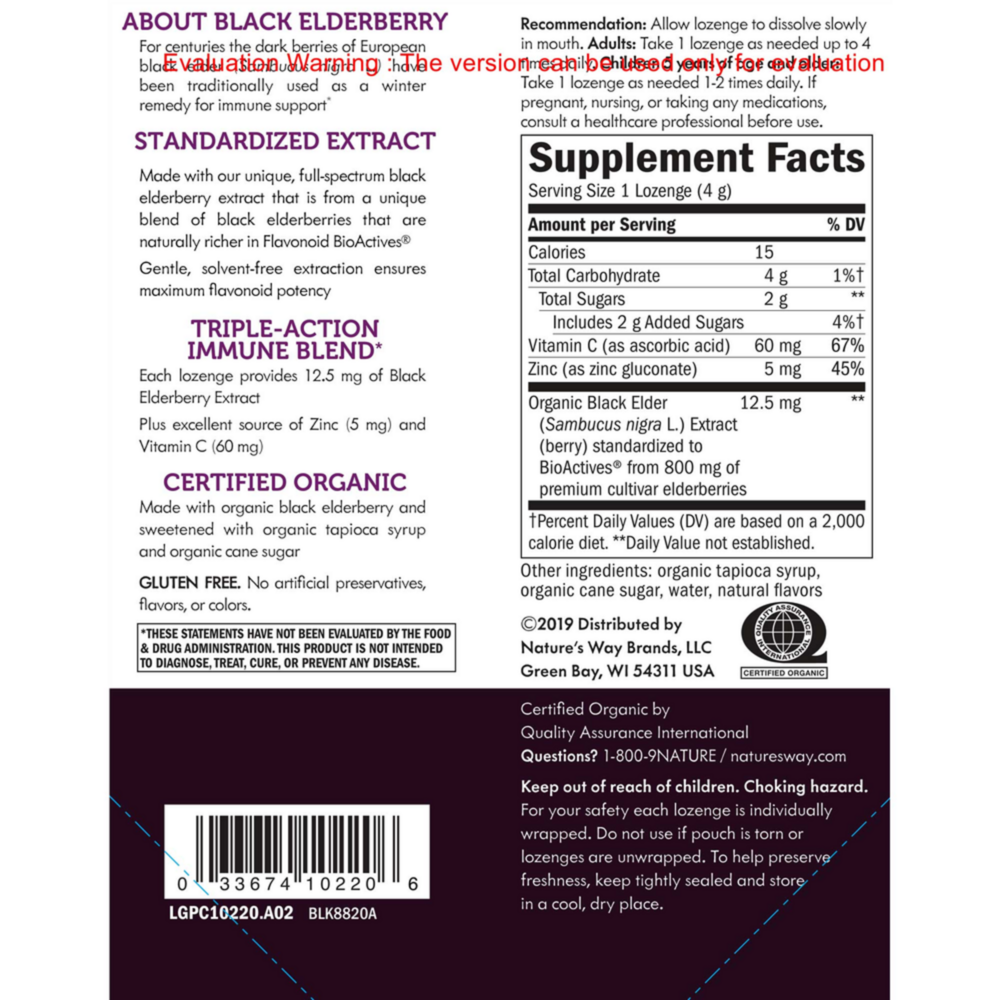 Product image for Sambucus Zinc Elderberry Lozenges.