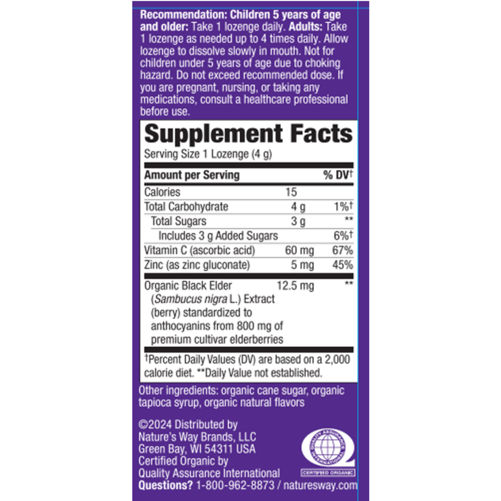 Product image for Sambucus Zinc Elderberry Lozenges.