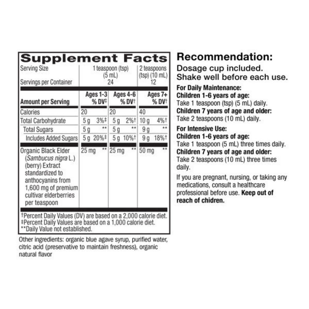 Product image for Organic Sambucus Syrup for Kids.