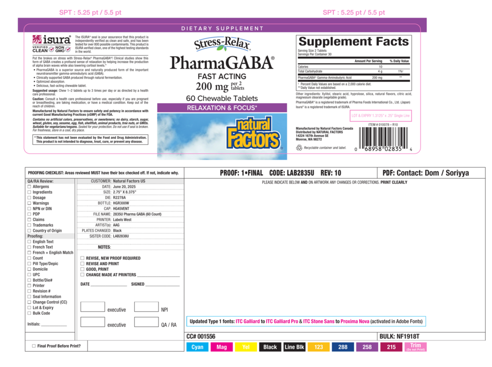 Product image for PharmaGABA Tablets.