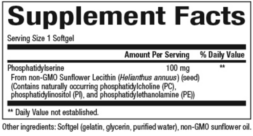 Product image for PS (phosphatidylserine) 100mg.