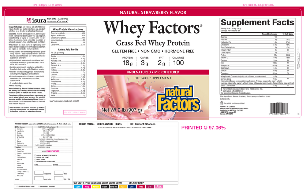 Product image for Whey Factors Powder Mix Strawberry.