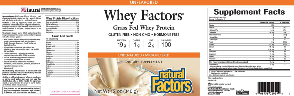 Product image for Whey Factors Unflavored Powder.