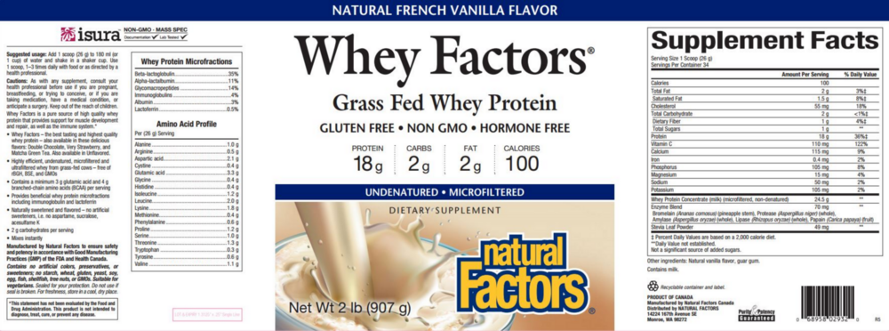 Product image for Whey Factors Protein Powder - French Vanilla.