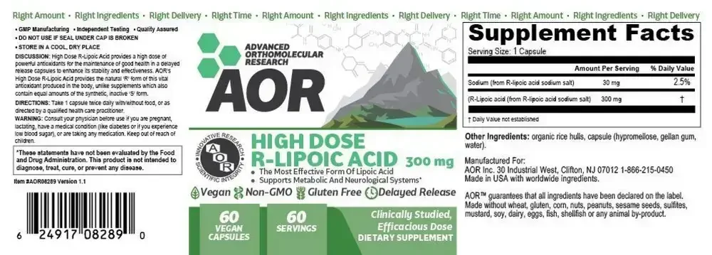 Product image for R-Lipoic Acid 300mg.