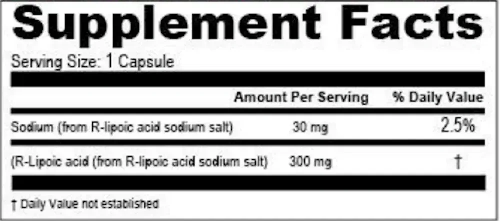 Product image for R-Lipoic Acid 300mg.