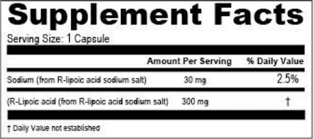Product image for R-Lipoic Acid 300mg.