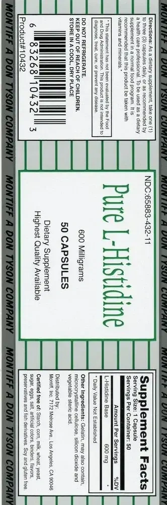 Product image for Pure L-Histidine 600mg.