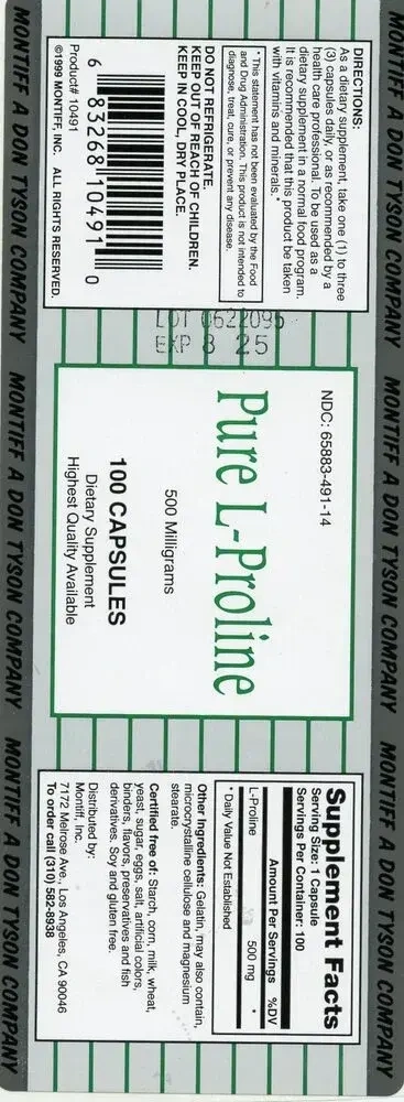 Product image for Pure L-Proline 500mg.