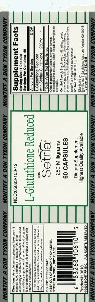 Product image for L-Glutathione Reduced 250mg.