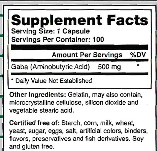 Product image for Pure Gaba 500mg.