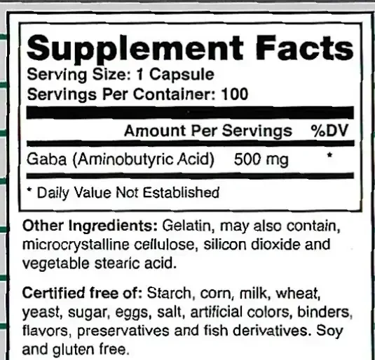 Product image for Pure Gaba 500mg.