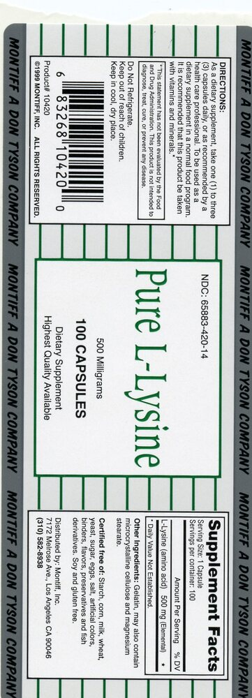 Product image for Pure L-Lysine 500mg.