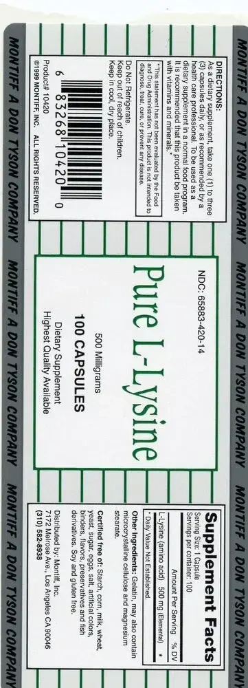 Product image for Pure L-Lysine 500mg.