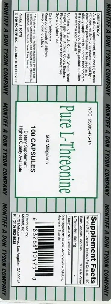 Product image for Pure L-Threonine 500mg.