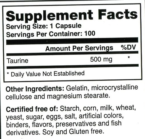 Product image for Pure Taurine 500mg.