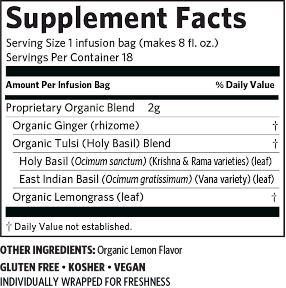 Product image for Tulsi Tea Lemon Ginger.