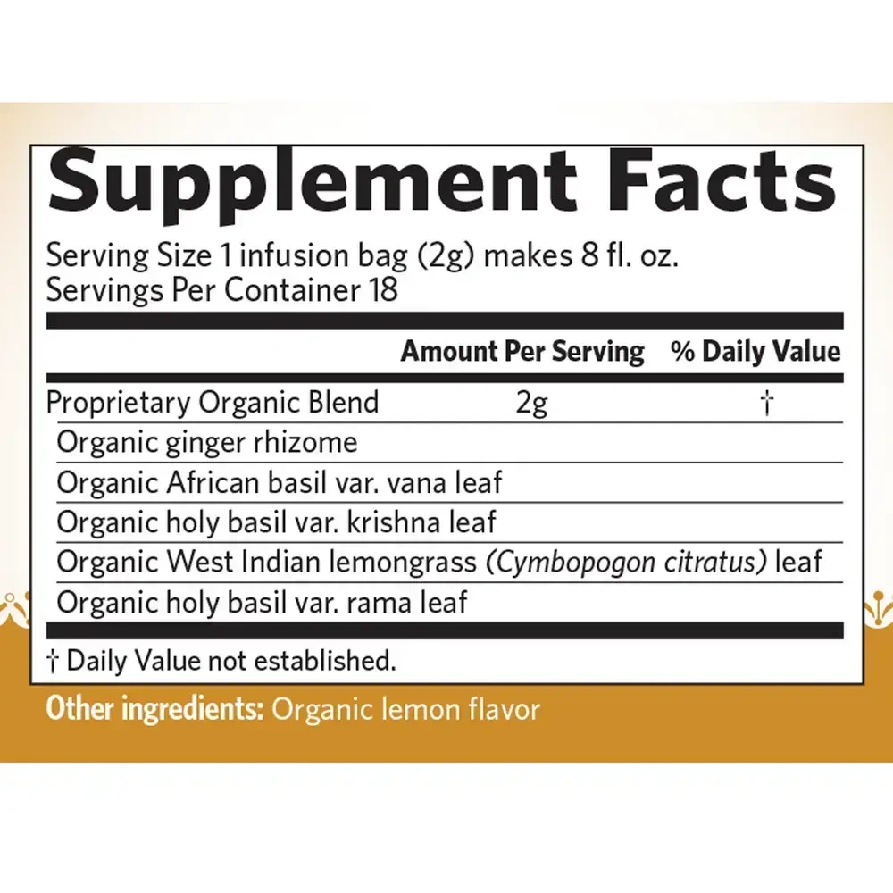 Product image for Tulsi Tea Lemon Ginger.