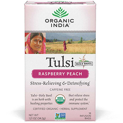 Tulsi Tea Raspberry Peach 18 Tea Bags