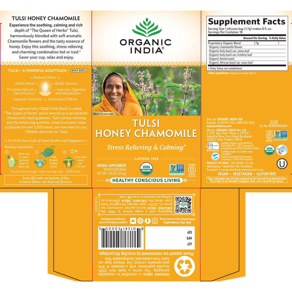Product image for Tulsi Tea Honey Chamomile.