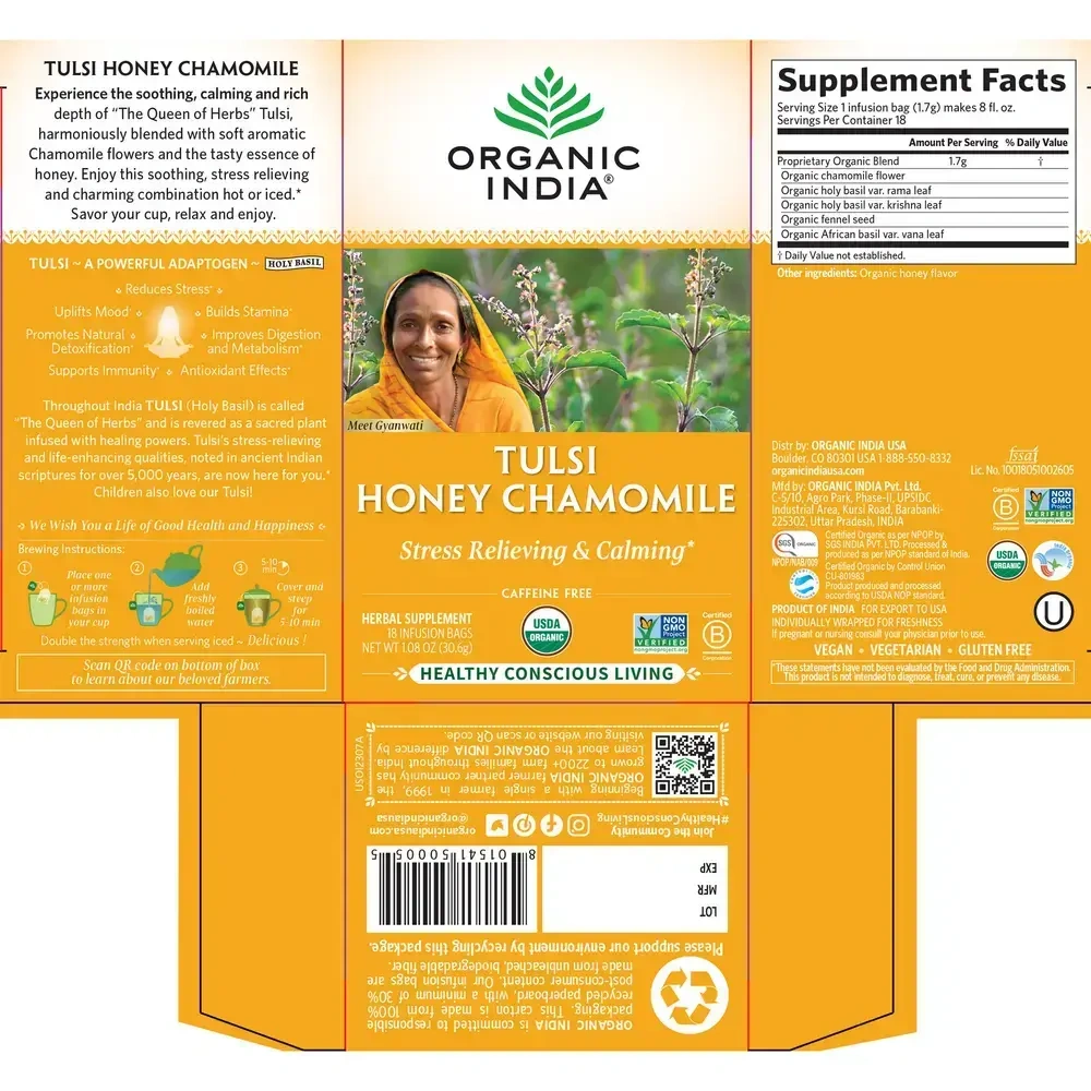 Product image for Tulsi Tea Honey Chamomile.