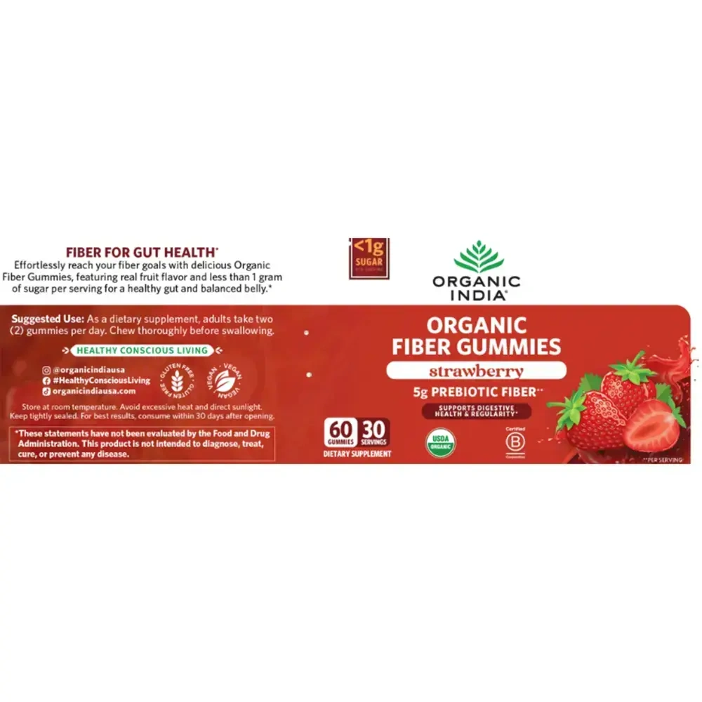 Product image for Organic Fiber Gummies, Strawberry.