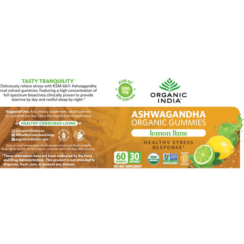 Product image for Organic Ashwagandha Gummies, Lemon Lime.