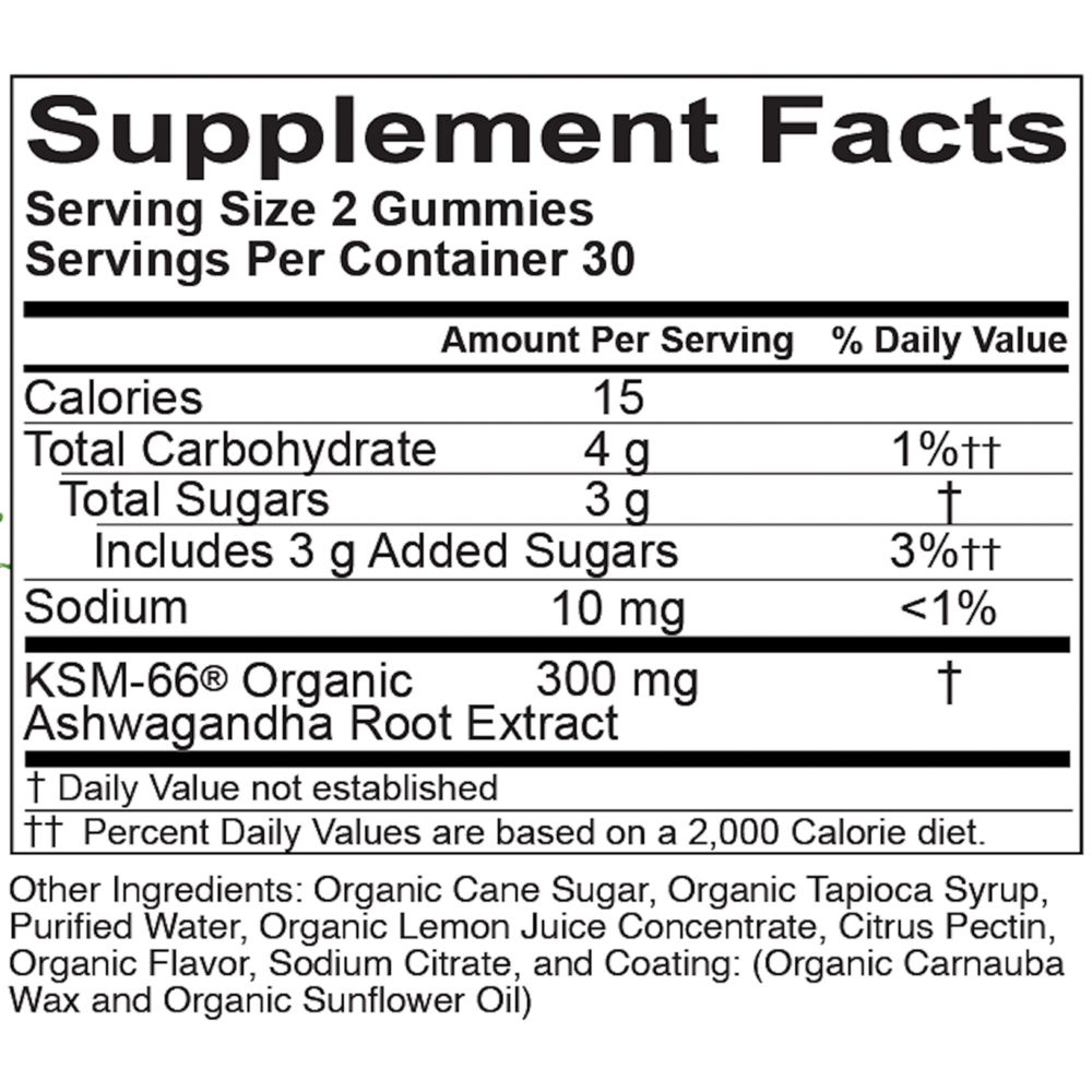 Product image for Organic Ashwagandha Gummies, Lemon Lime.