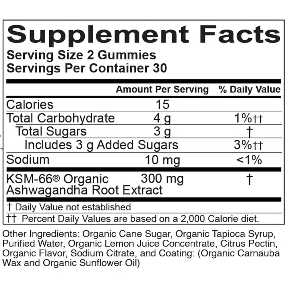 Product image for Organic Ashwagandha Gummies, Lemon Lime.