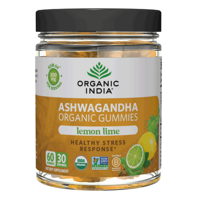Organic Ashwagandha Gummies, Lemon Lime 60 gummies