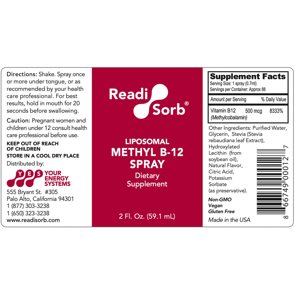 Product image for Liposomal Methyl B-12 Spray.