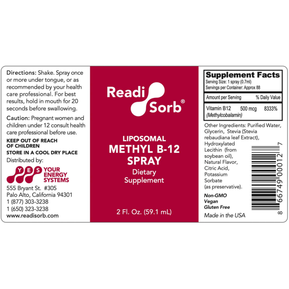 Product image for Liposomal Methyl B-12 Spray.