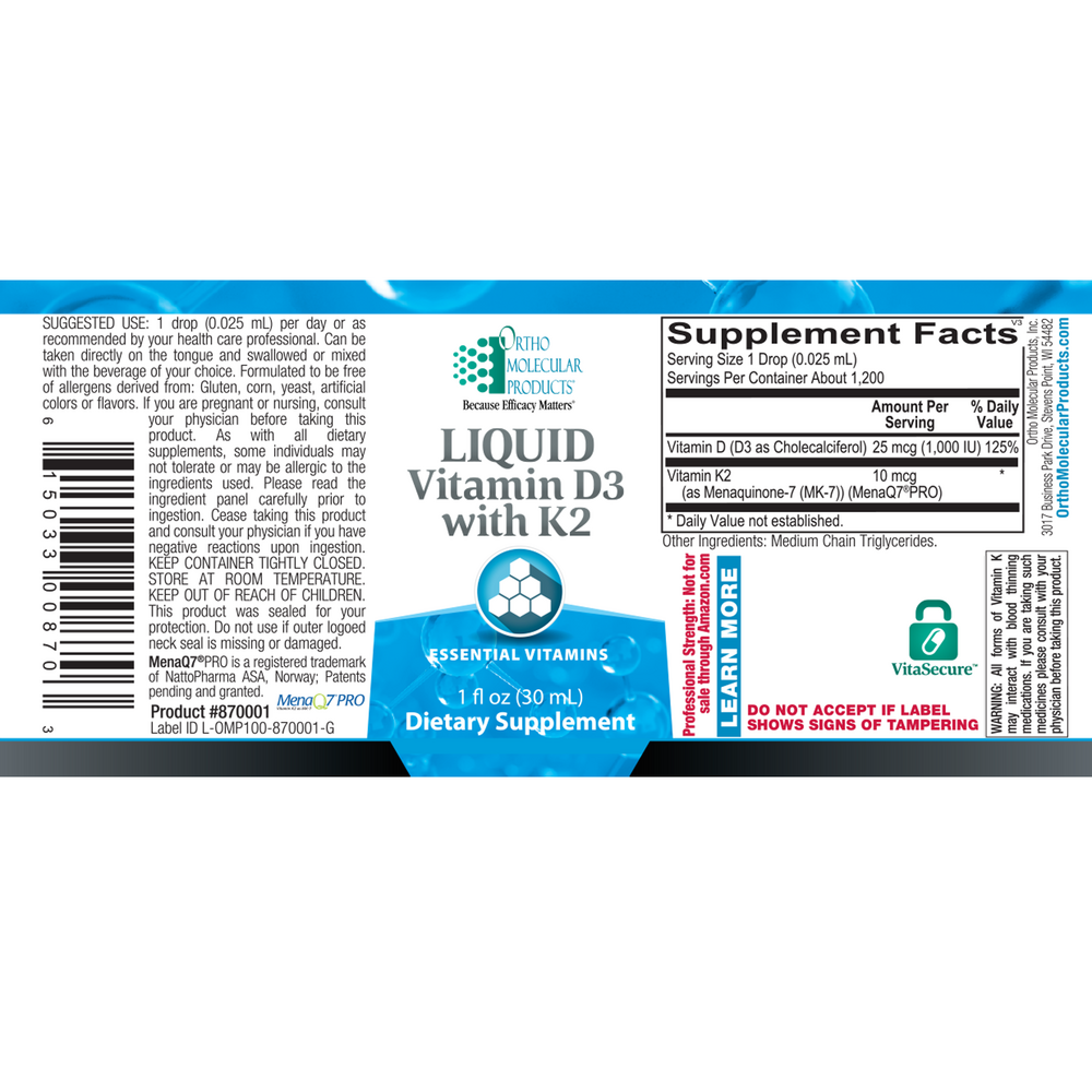 Product image for Liquid Vitamin D3 with K2.