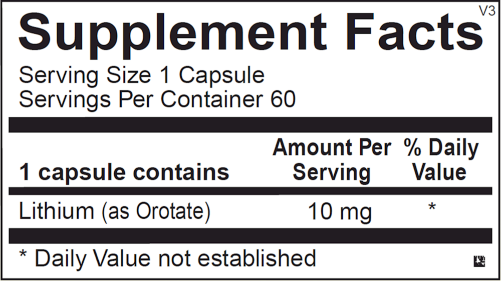 Product image for Lithium Orotate 10mg.