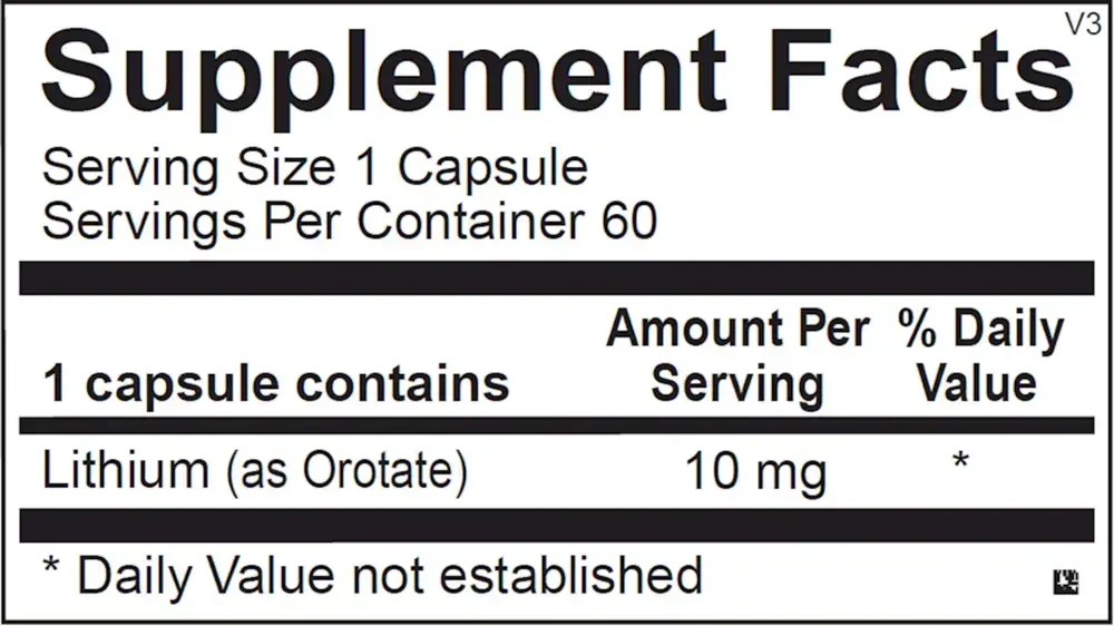 Product image for Lithium Orotate 10mg.