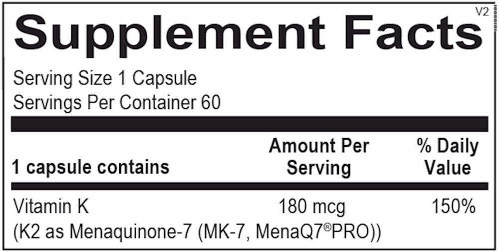 Product image for Vitamin K2 180mcg.