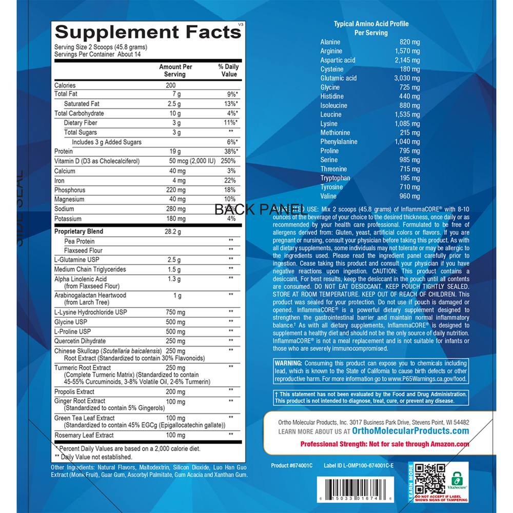 Product image for InflammaCORE® Vanilla Chai with Pea Protein (California Only).