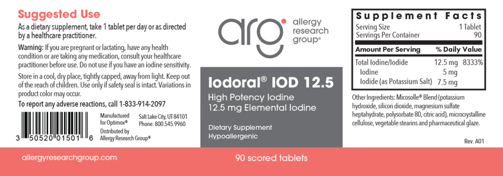 Product image for Iodoral 12.5 mg High Potency Iodine (Optimox® Iodoral® 12.5 mg).