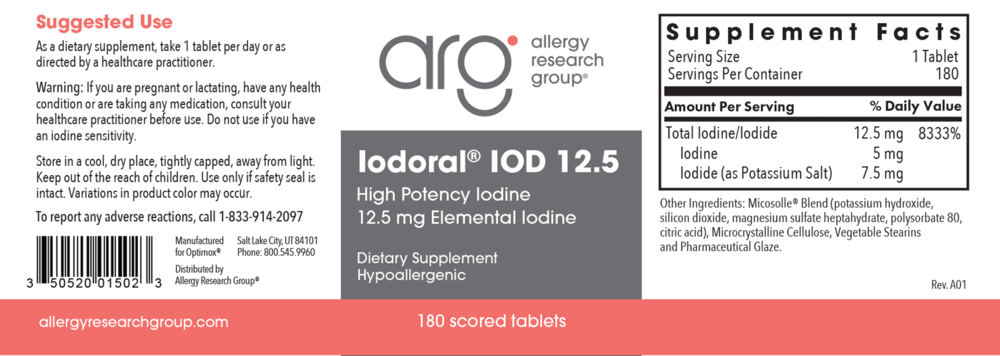 Product image for Iodoral 12.5 mg High Potency Iodine (Optimox® Iodoral® 12.5 mg).