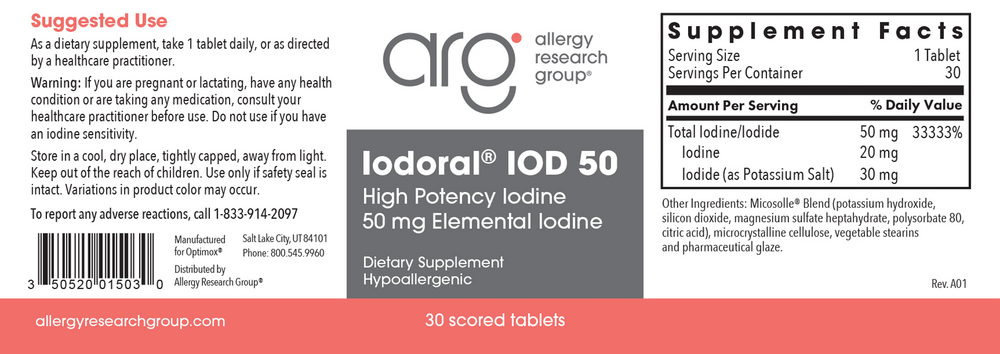 Product image for Iodoral 50 mg High Potency Iodine (Optimox® Iodoral® 50 mg).