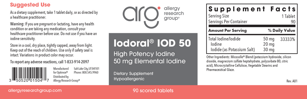 Product image for Iodoral 50 mg High Potency Iodine (Optimox® Iodoral® 50 mg).