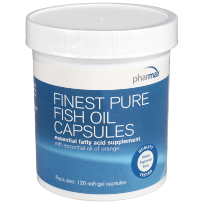 Finest Pure Fish Oil Capsules (120 Softgel Capsules) Product image for Finest Pure Fish Oil Capsules (120 Softgel Capsules). Discontinued.