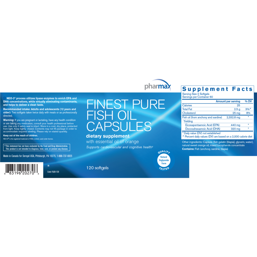 Product image for Finest Pure Fish Oil Capsules (California Only).