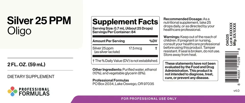 Product image for Ag-Silver/25ppm (Oligo Element).