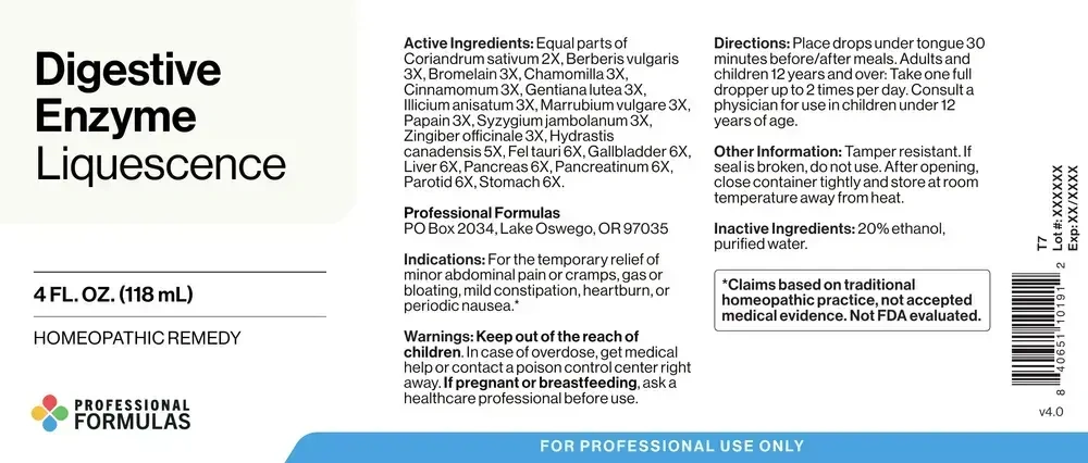 Product image for Digestive Enzymes Liquescence.