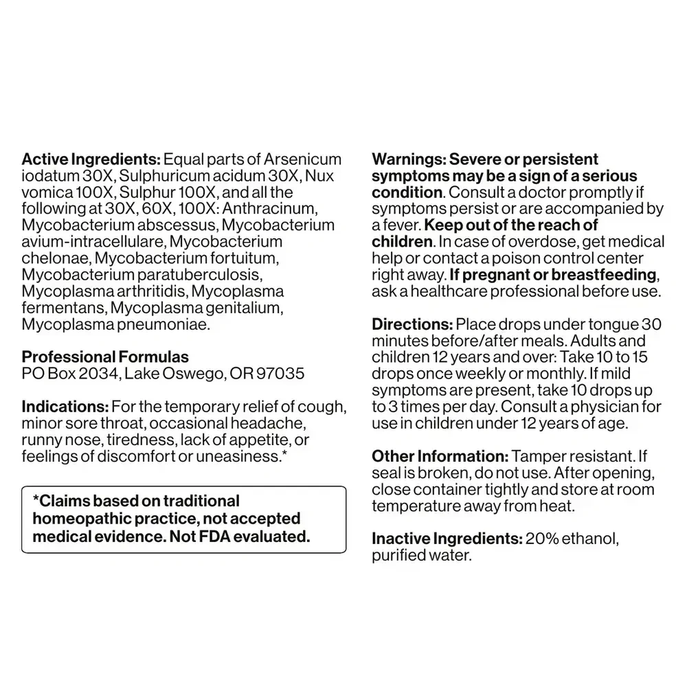 Product image for Mycobacter/Mycoplasma Nosode.