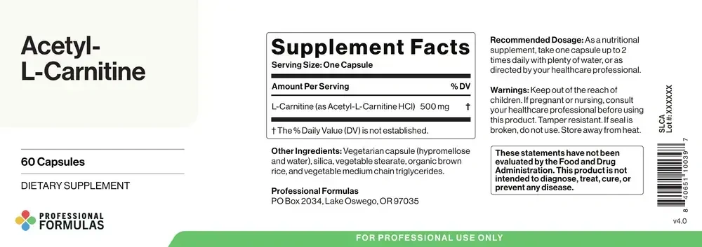 Product image for Acetyl-L-Carnitine 500mg.