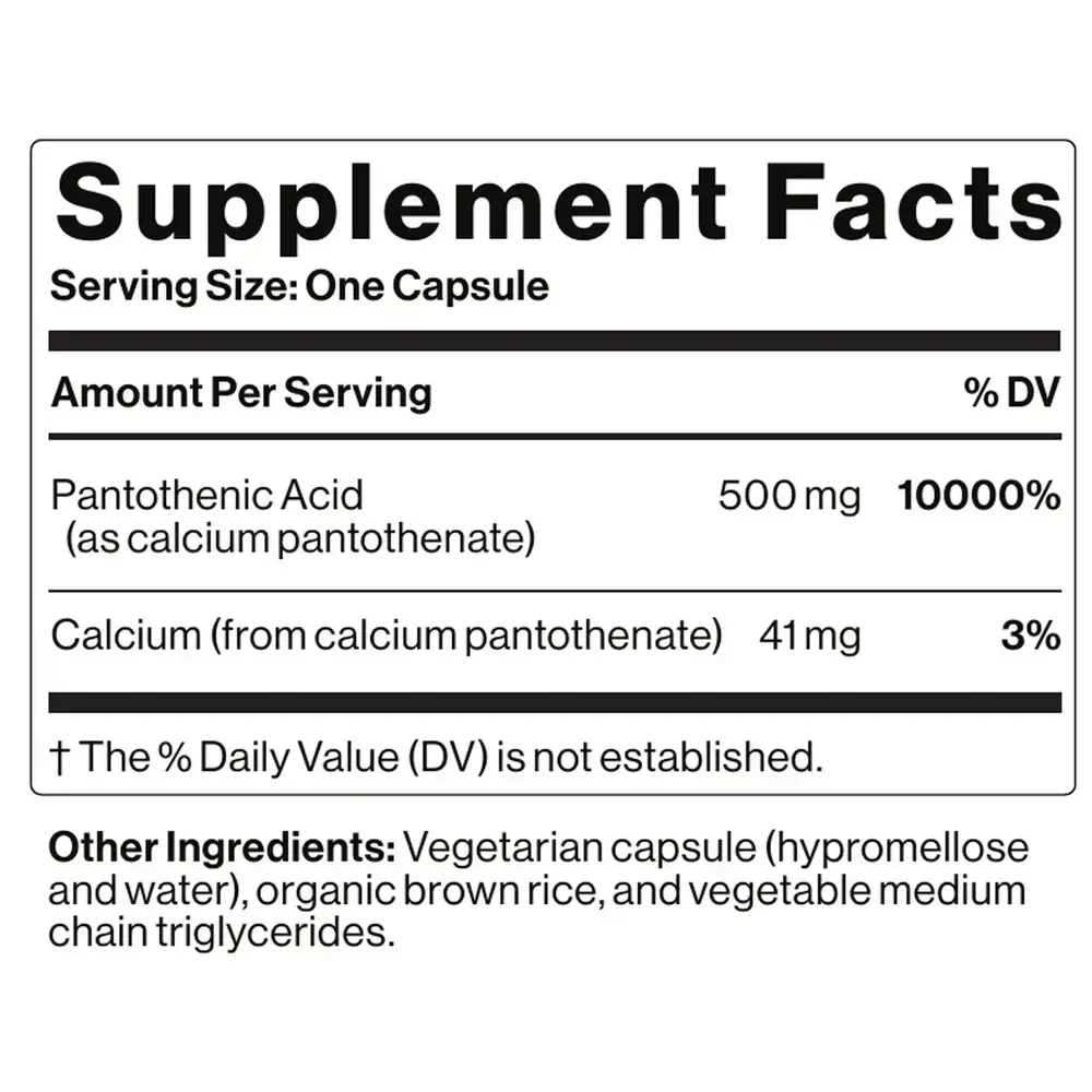 Product image for Vitamin B5 Pantothenic Acid 500mg.