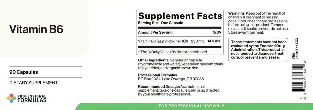 Product image for Vitamin B6 Pyridoxine.