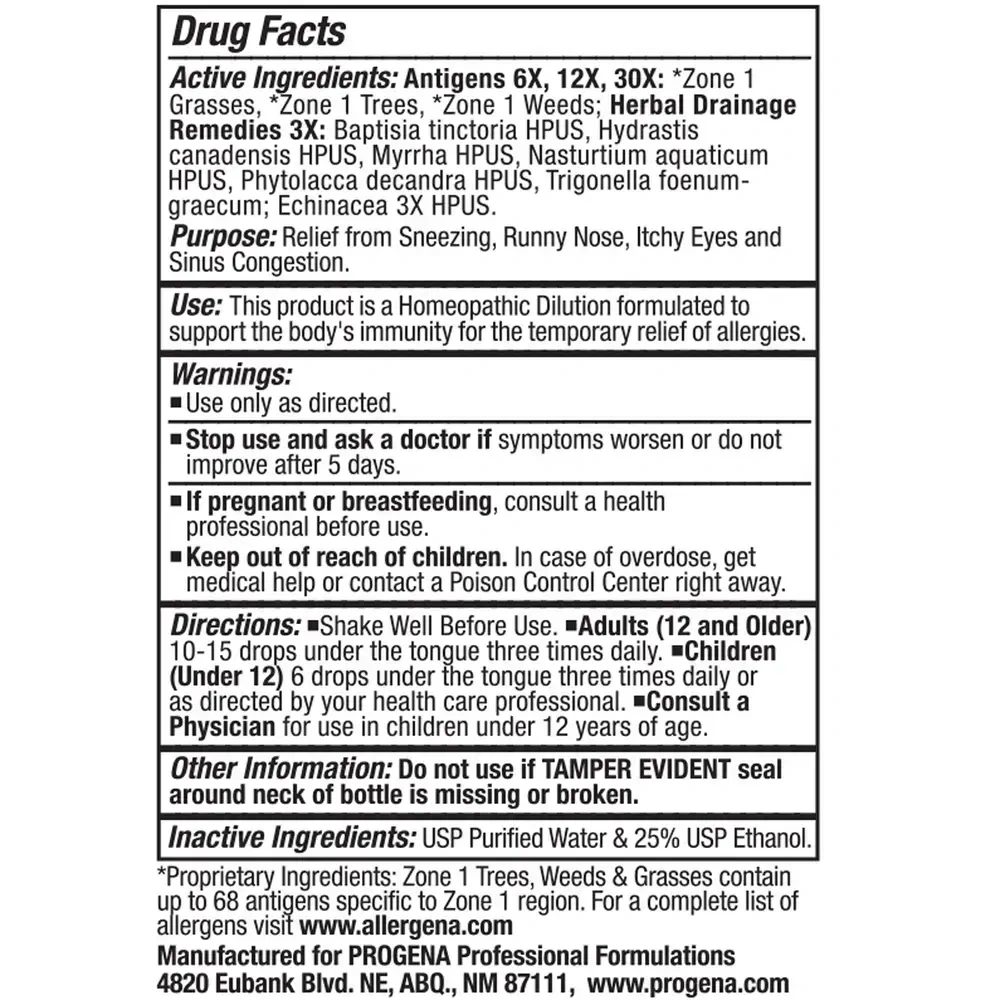 Product image for Allergena Zone 1.